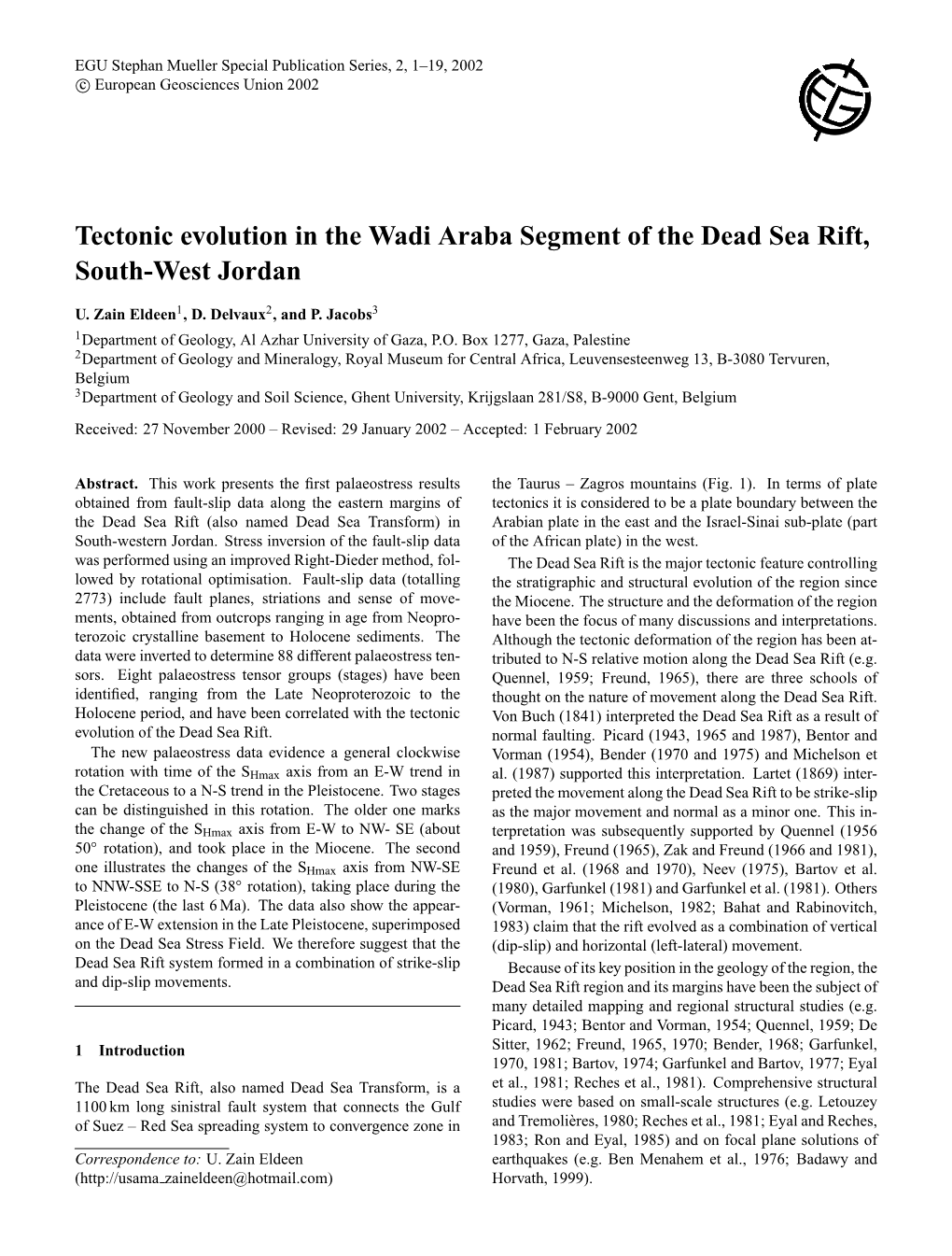 Tectonic Evolution in the Wadi Araba Segment of the Dead Sea Rift, South-West Jordan