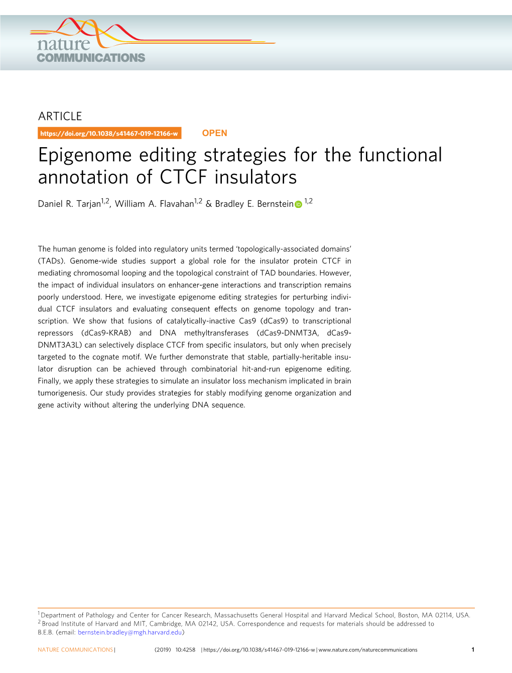 Epigenome Editing Strategies for the Functional Annotation of CTCF Insulators