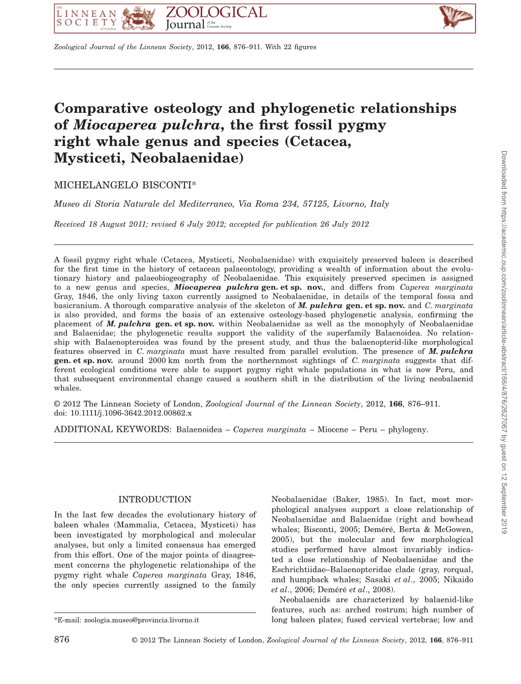 Comparative Osteology and Phylogenetic Relationships Of