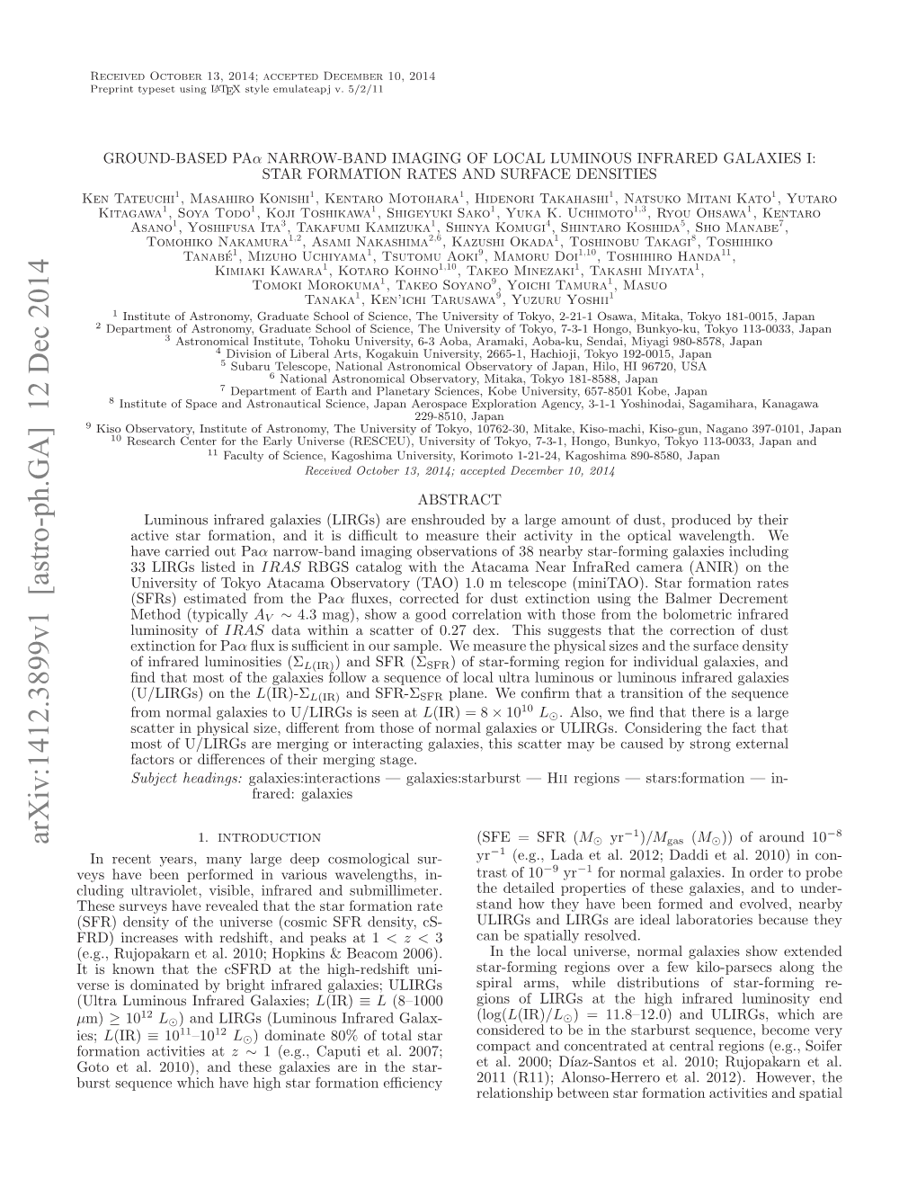 Ground-Based Pa $\Alpha $ Narrow-Band Imaging of Local