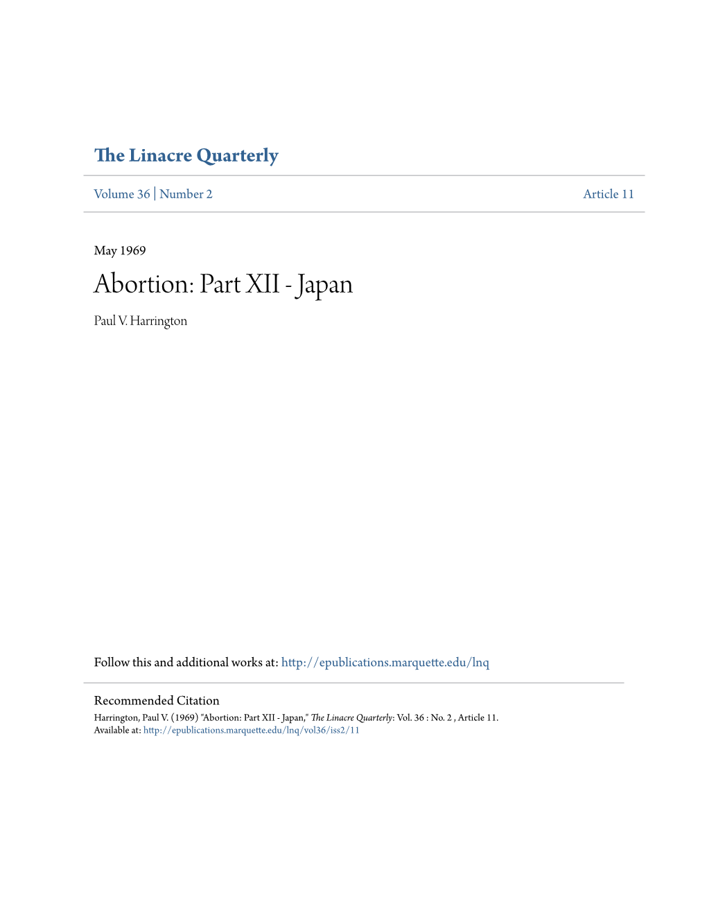 Abortion: Part XII - Japan Paul V