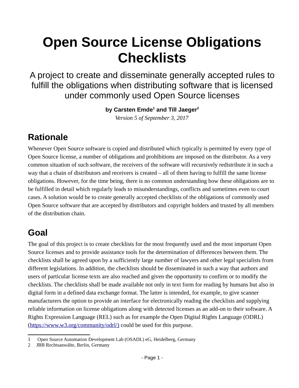 Open Source License Obligations Checklists