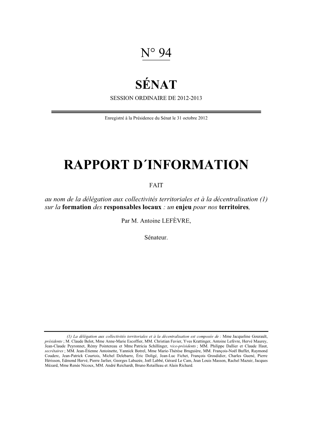 Rapport D´Information