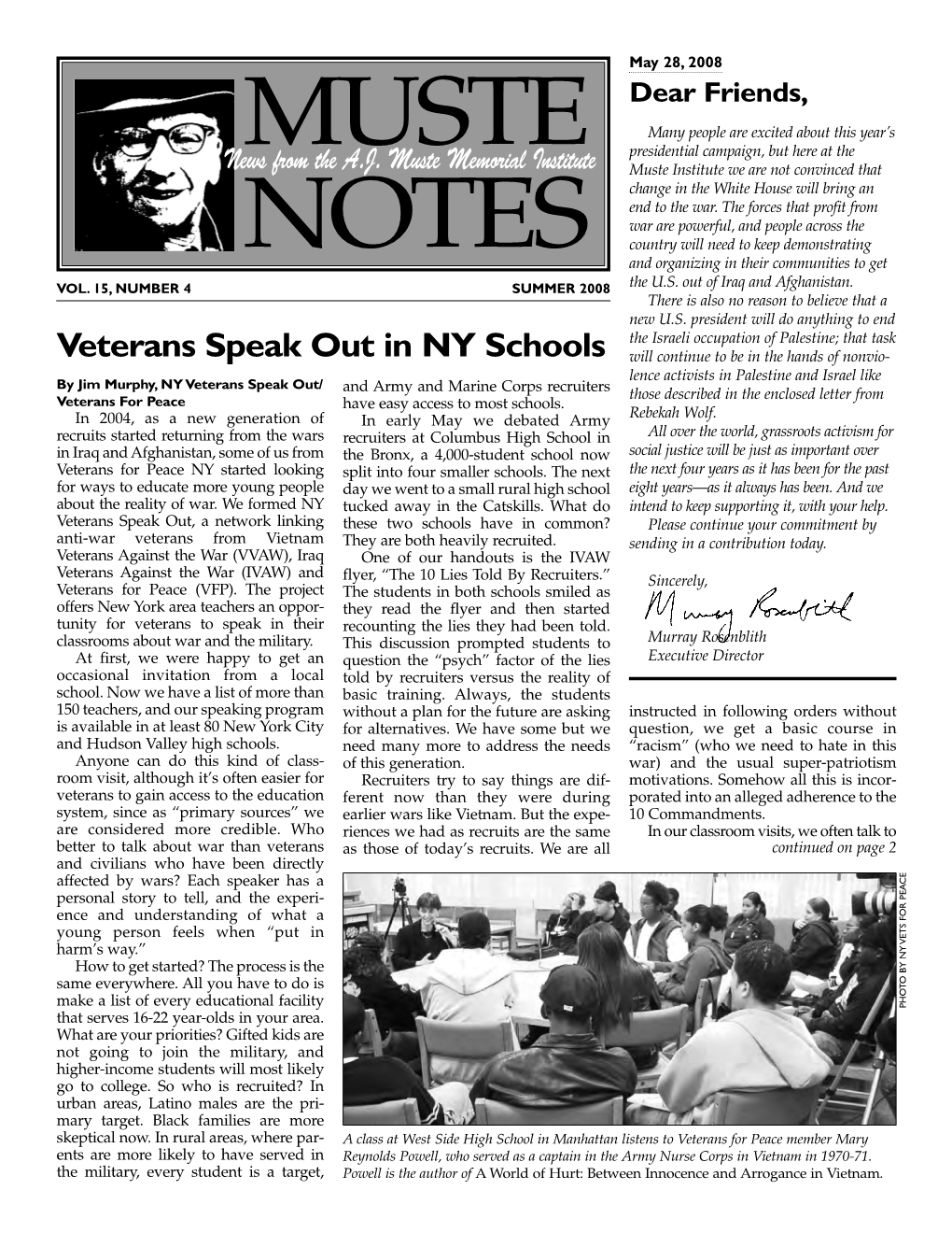 Veterans Speak out in NY Schools
