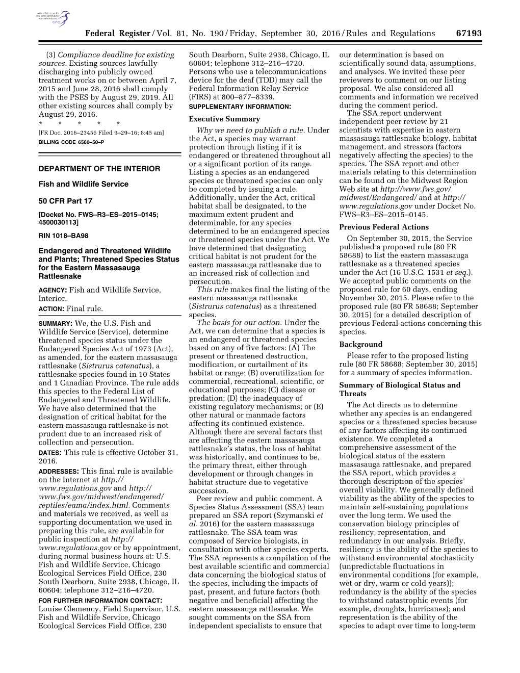 Federal Register/Vol. 81, No. 190/Friday, September 30, 2016