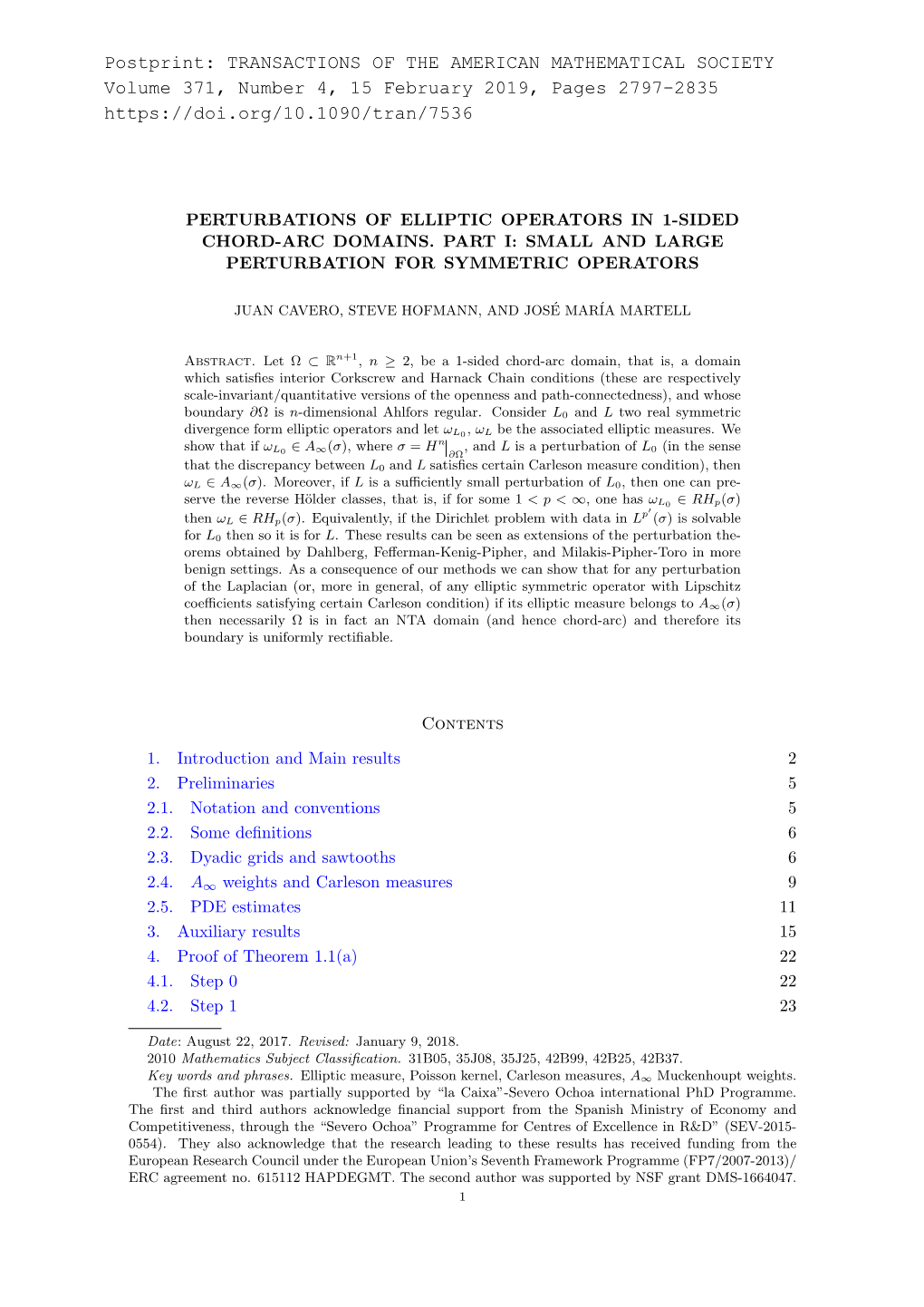 Postprint: TRANSACTIONS of the AMERICAN MATHEMATICAL