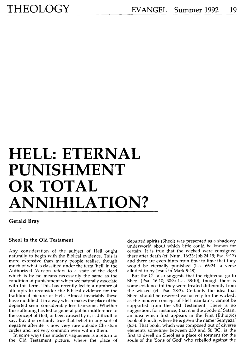 Hell: Eternal Punishment Or Total Annihilation?