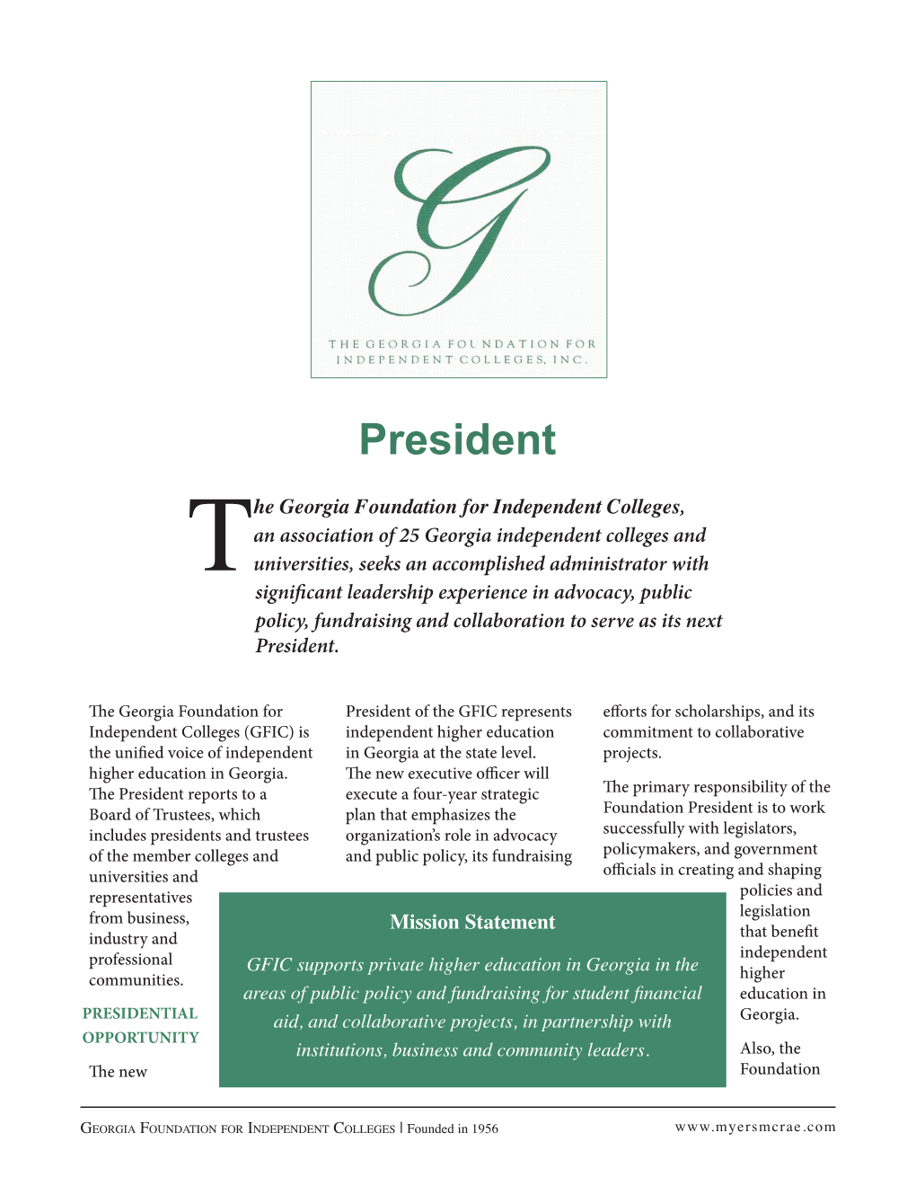 President the Georgia Foundation for Independent Colleges