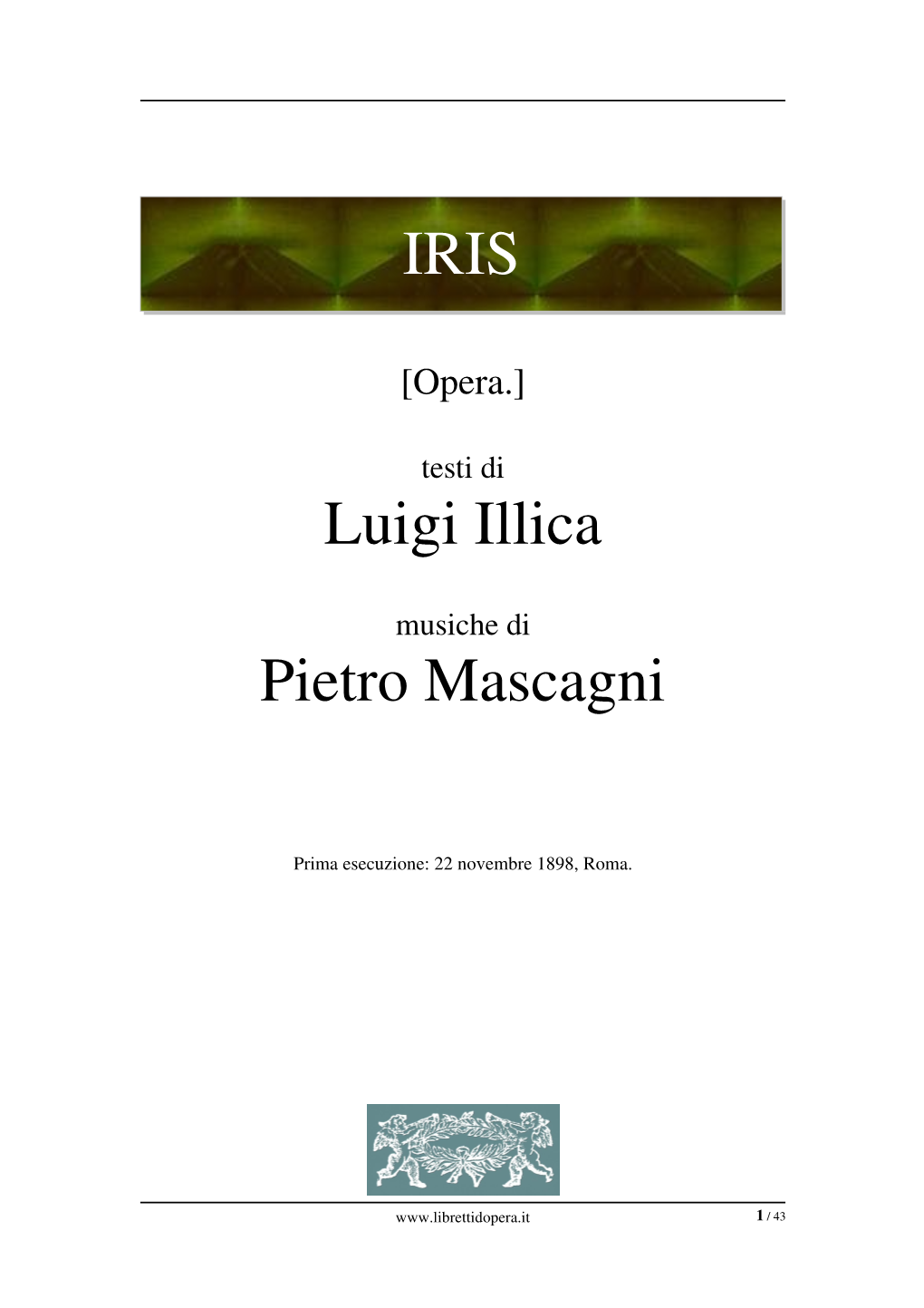 IRIS Luigi Illica Pietro Mascagni