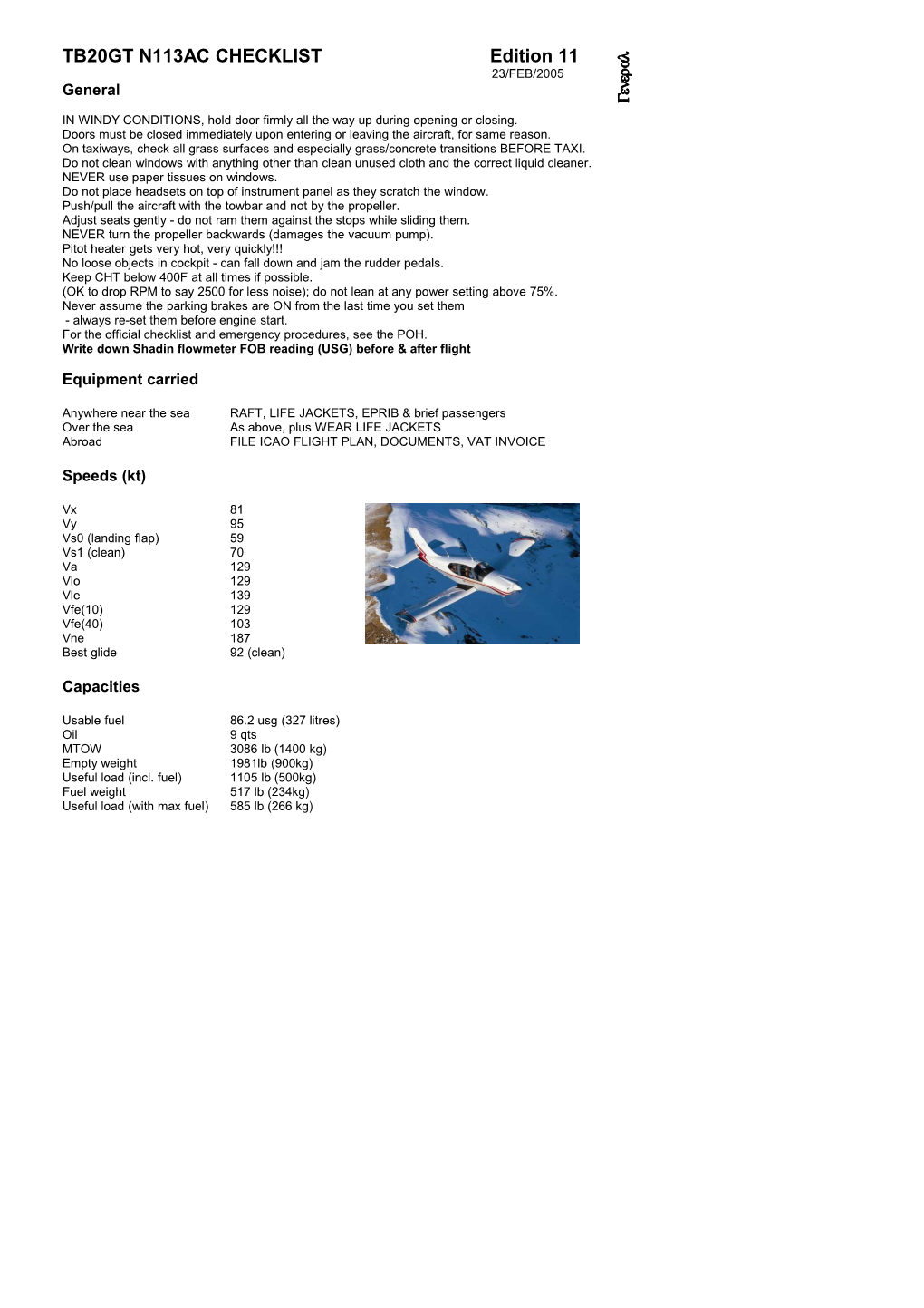 TB20GT N113AC CHECKLIST Edition 11