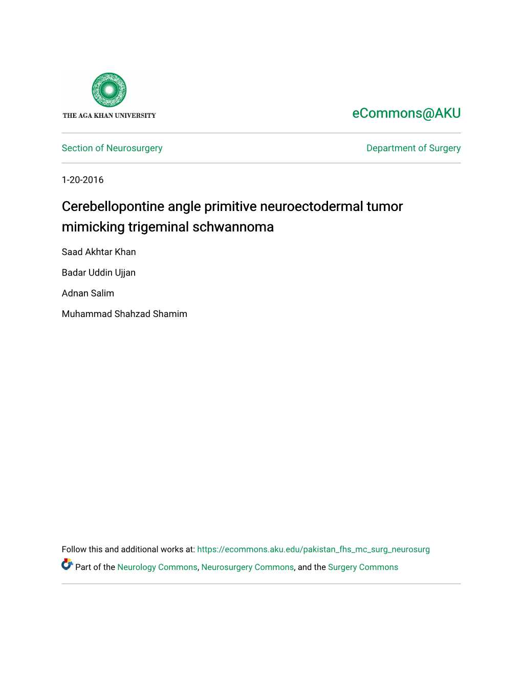 Cerebellopontine Angle Primitive Neuroectodermal Tumor Mimicking Trigeminal Schwannoma