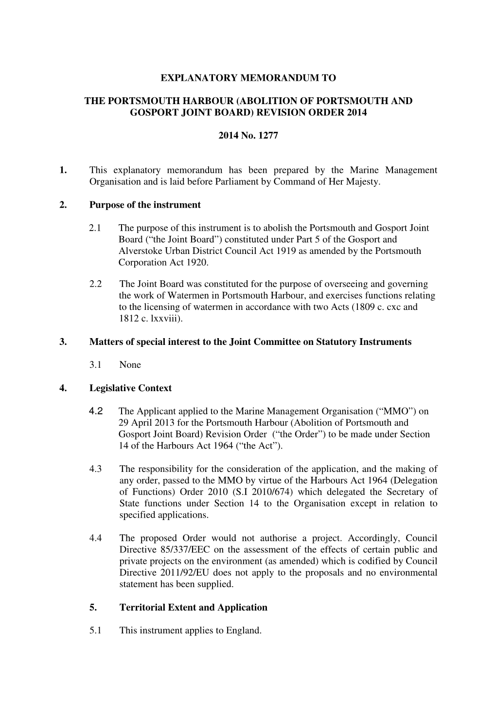 The Portsmouth Harbour (Abolition of Portsmouth and Gosport Joint Board) Revision Order 2014