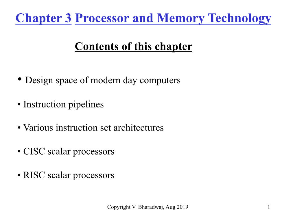 Chapter 3 Processor and Memory Technology