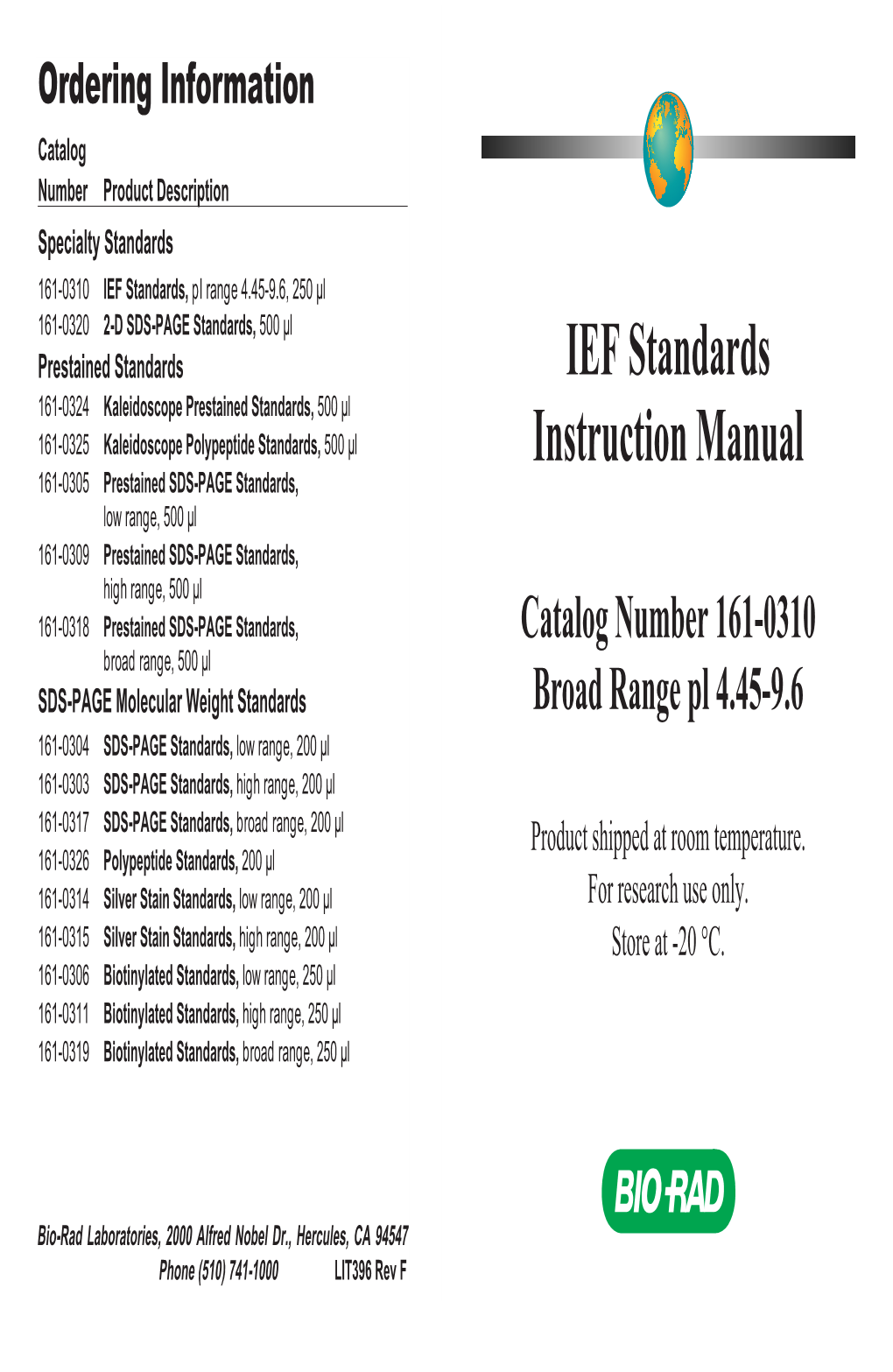 IEF Standards Instruction Manual