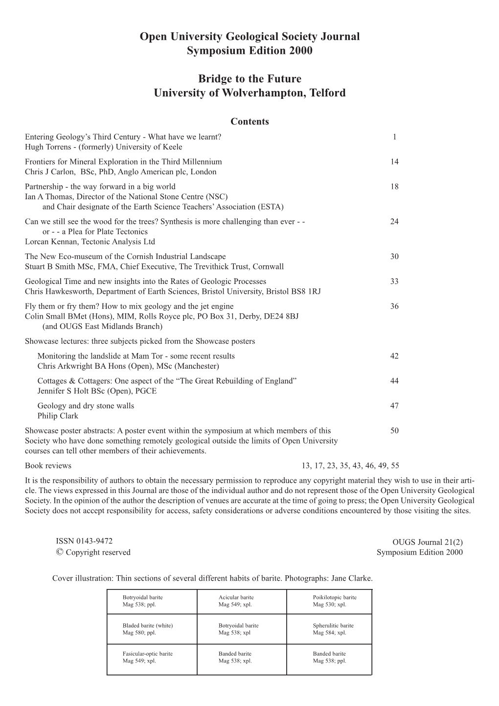 OUGS Journal 21(2) © Copyright Reserved Symposium Edition 2000