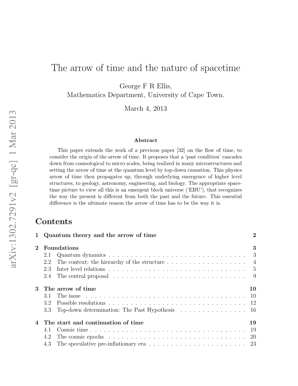 The Arrow of Time and the Nature of Spacetime Arxiv:1302.7291V2 [Gr