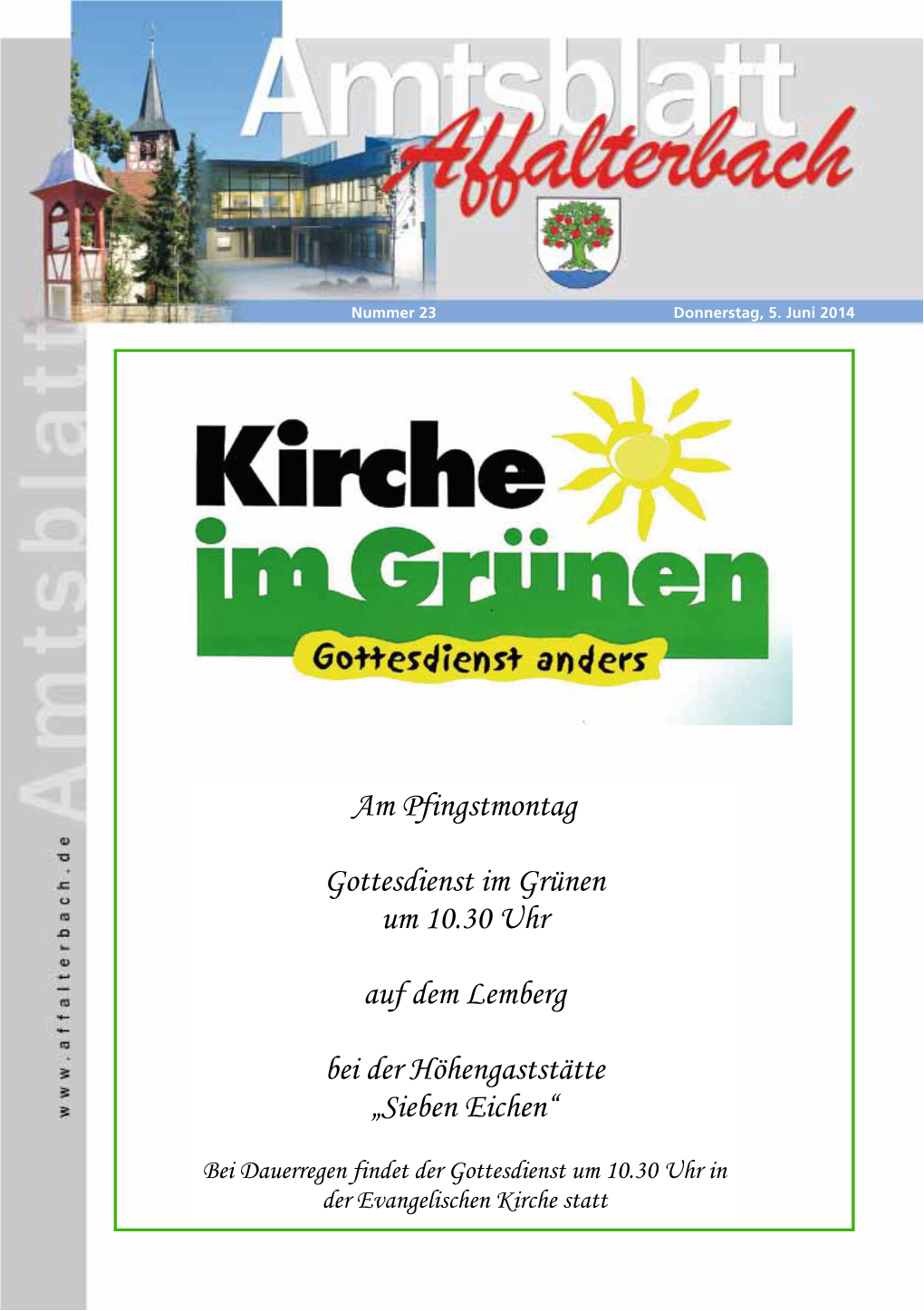 Am Pfingstmontag Gottesdienst Im Grünen Um 10.30 Uhr Auf Dem