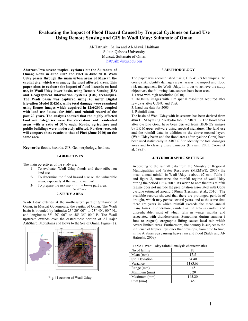 1 Evaluating the Impact of Flood Hazard Caused by Tropical