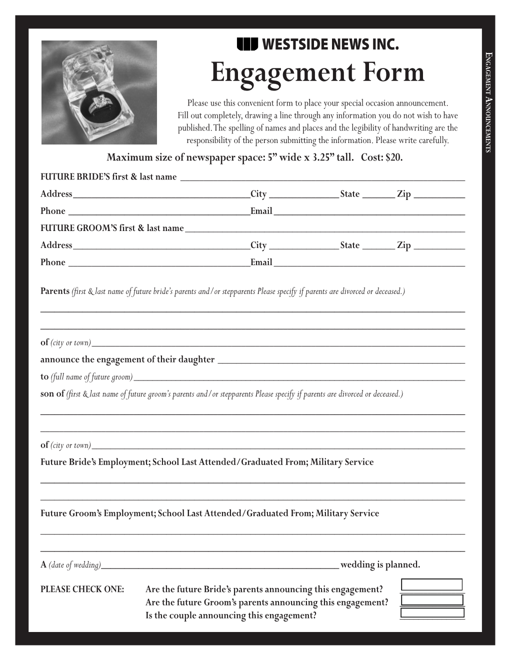 Engagement Form NT