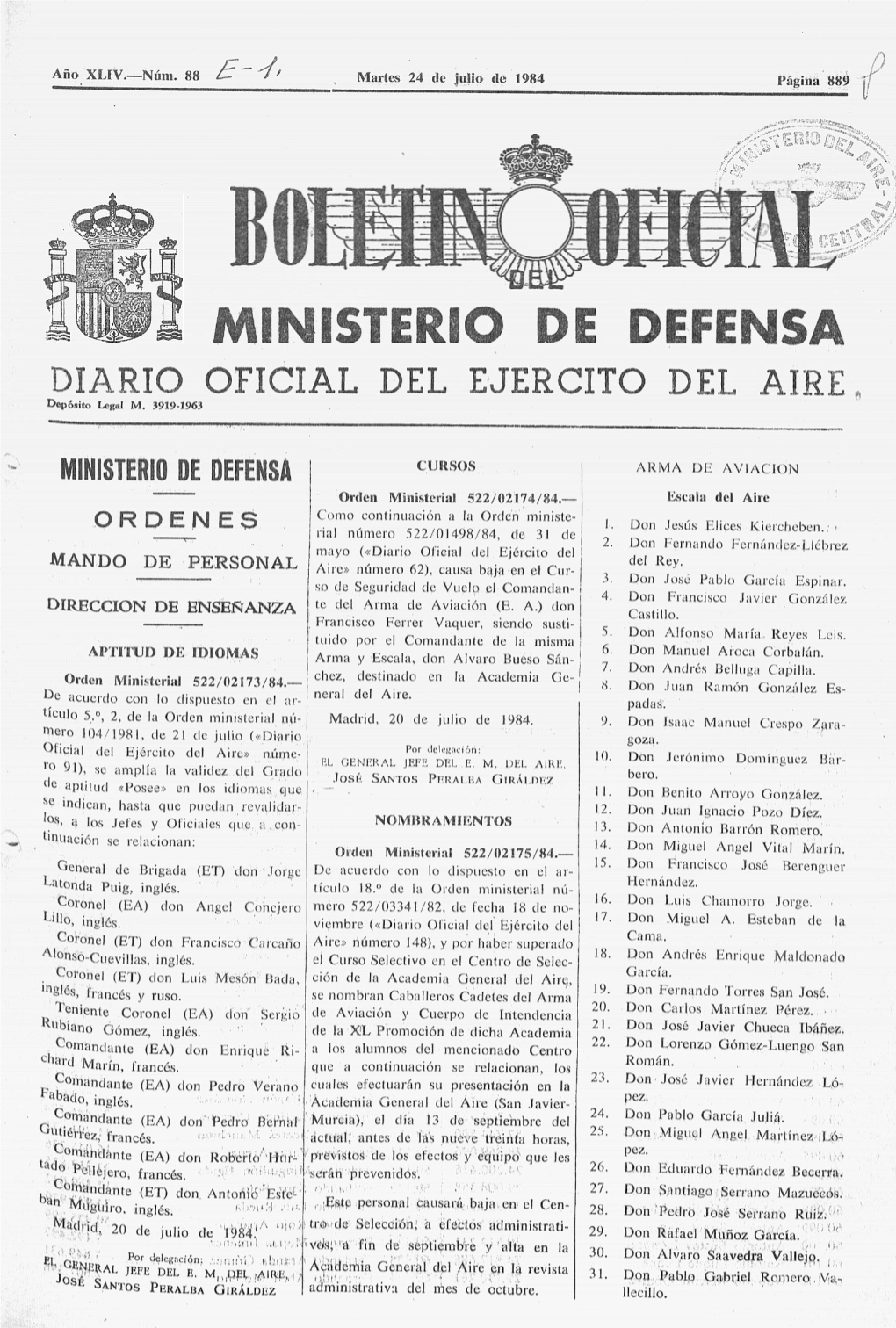 Ministerio DE DEFENSA DIARIO OFICIAL DEL EJERCITO DEL AIRE