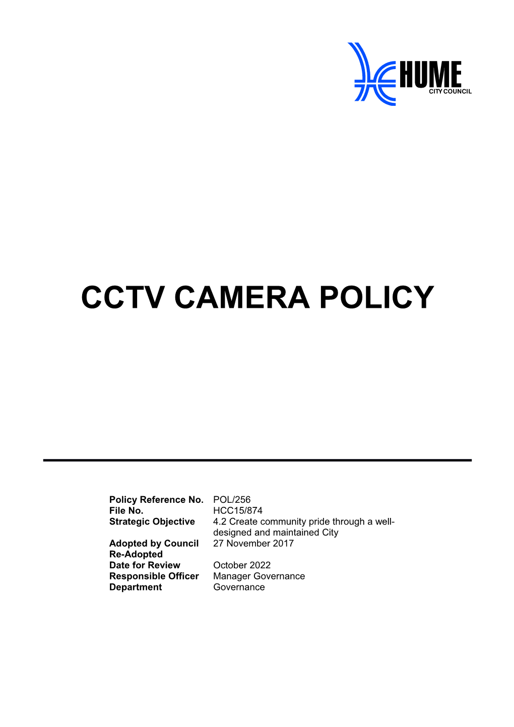 Cctv Camera Policy