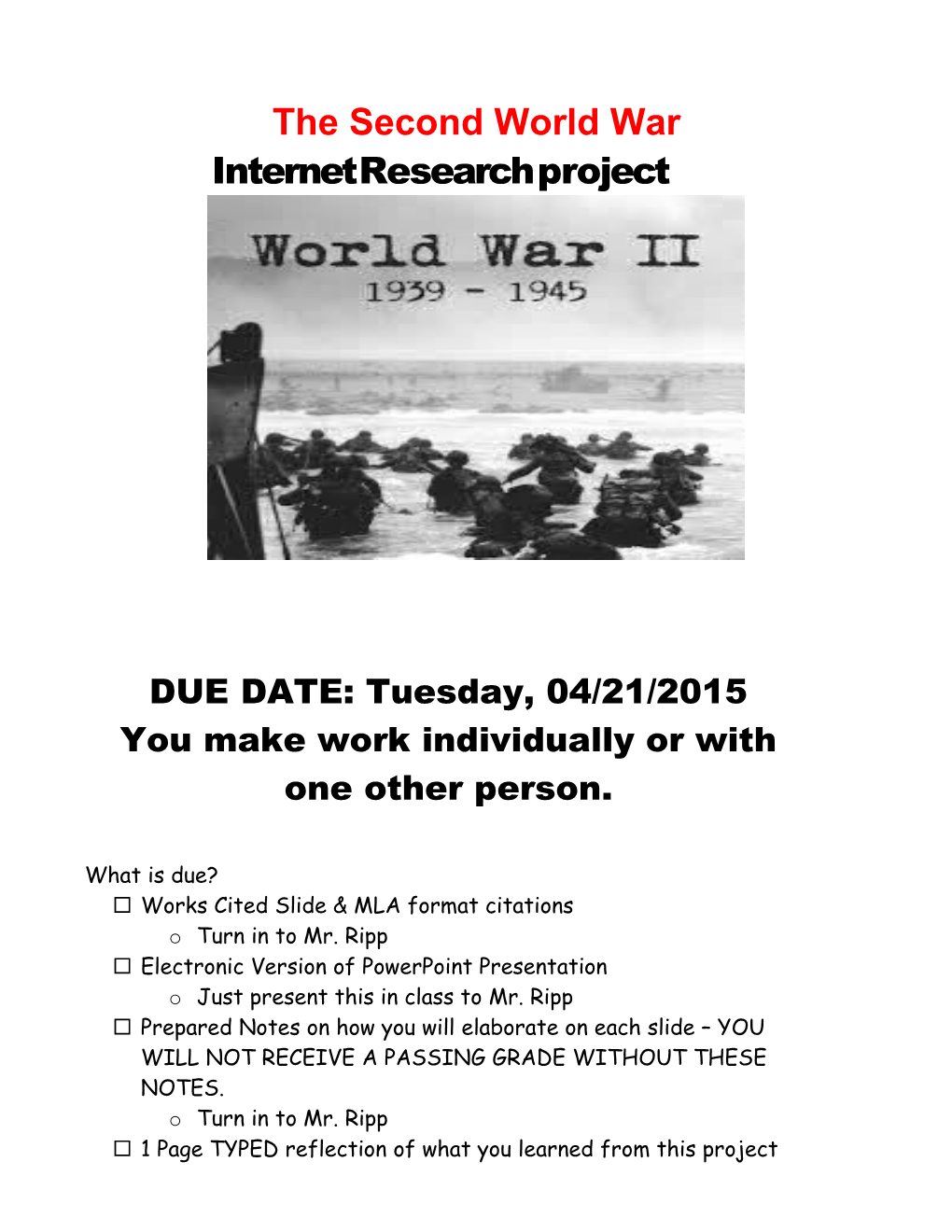 World War II Research Project