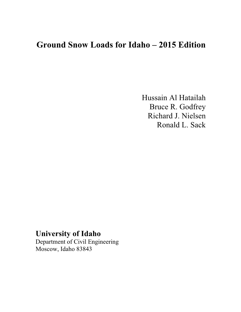 Ground Snow Loads for Idaho 2016