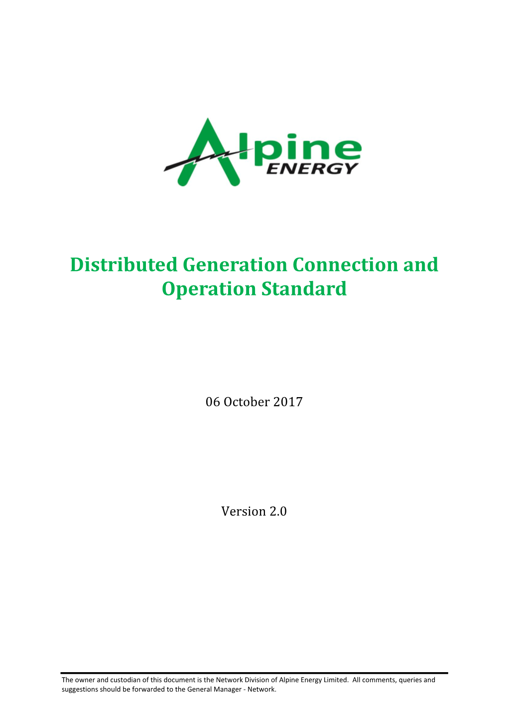 Distributed Generation Connection and Operation Standard