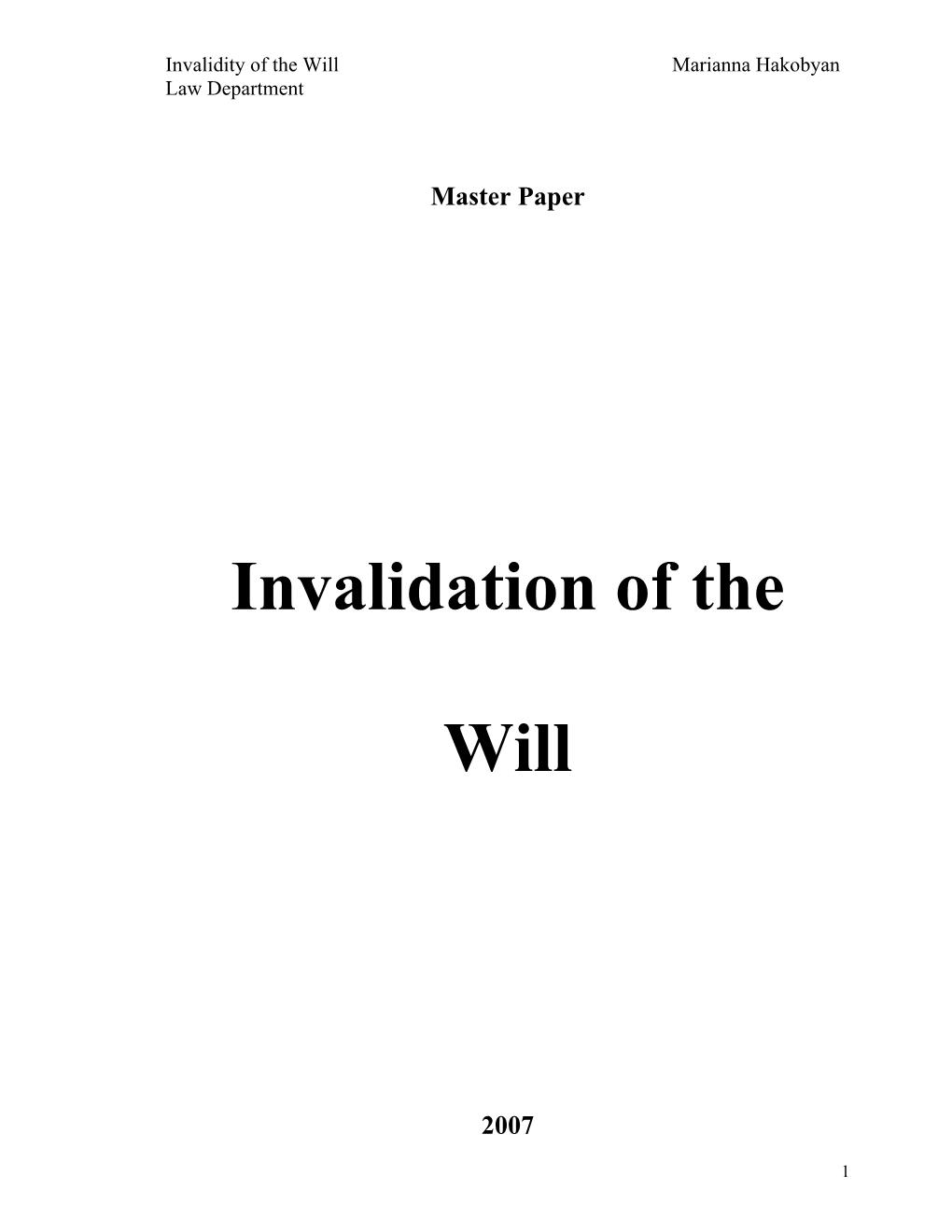 Invalidation of the Will
