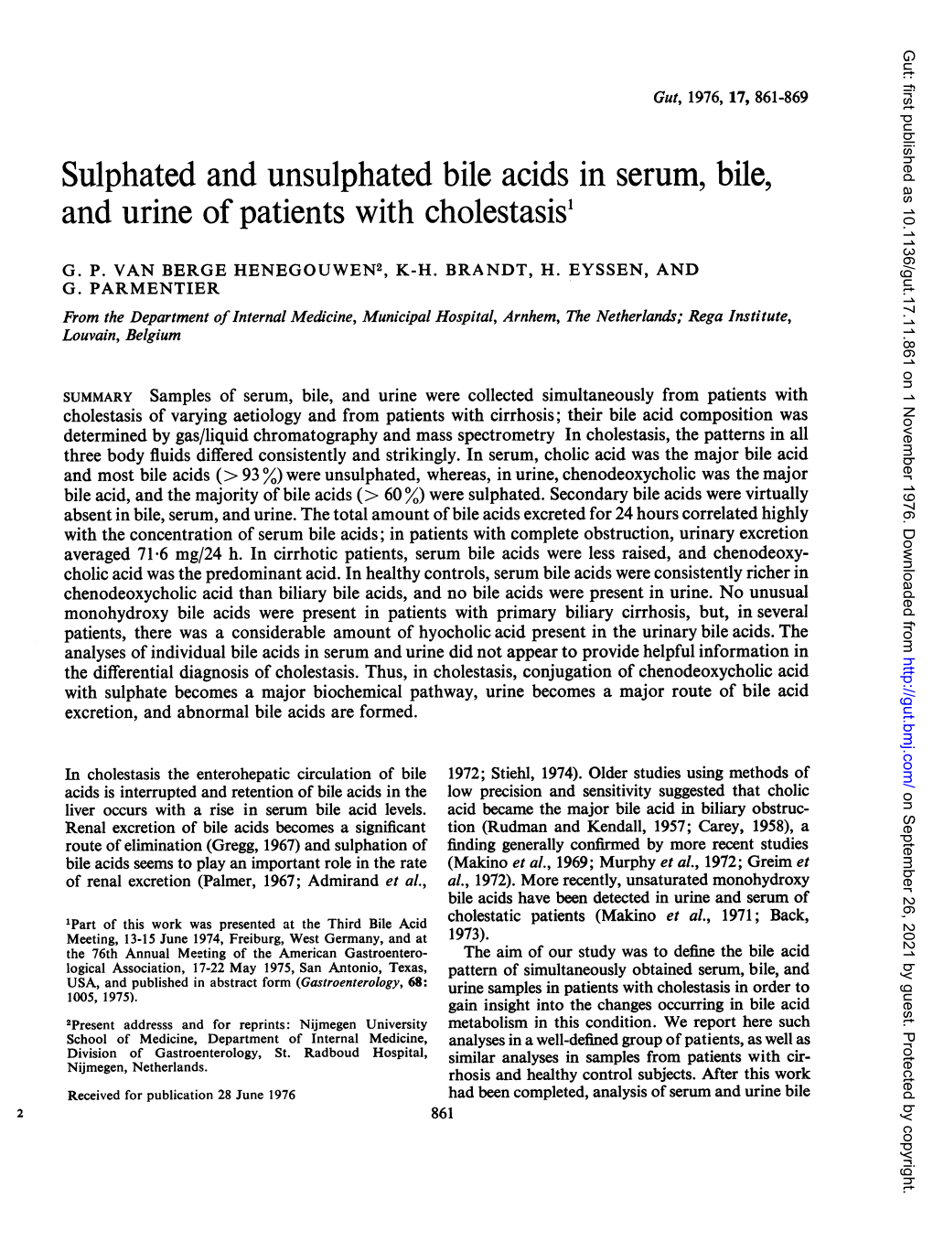 Sulphated and Unsulphated Bile Acids in Serum, Bile, and Urine of Patients with Cholestasis1