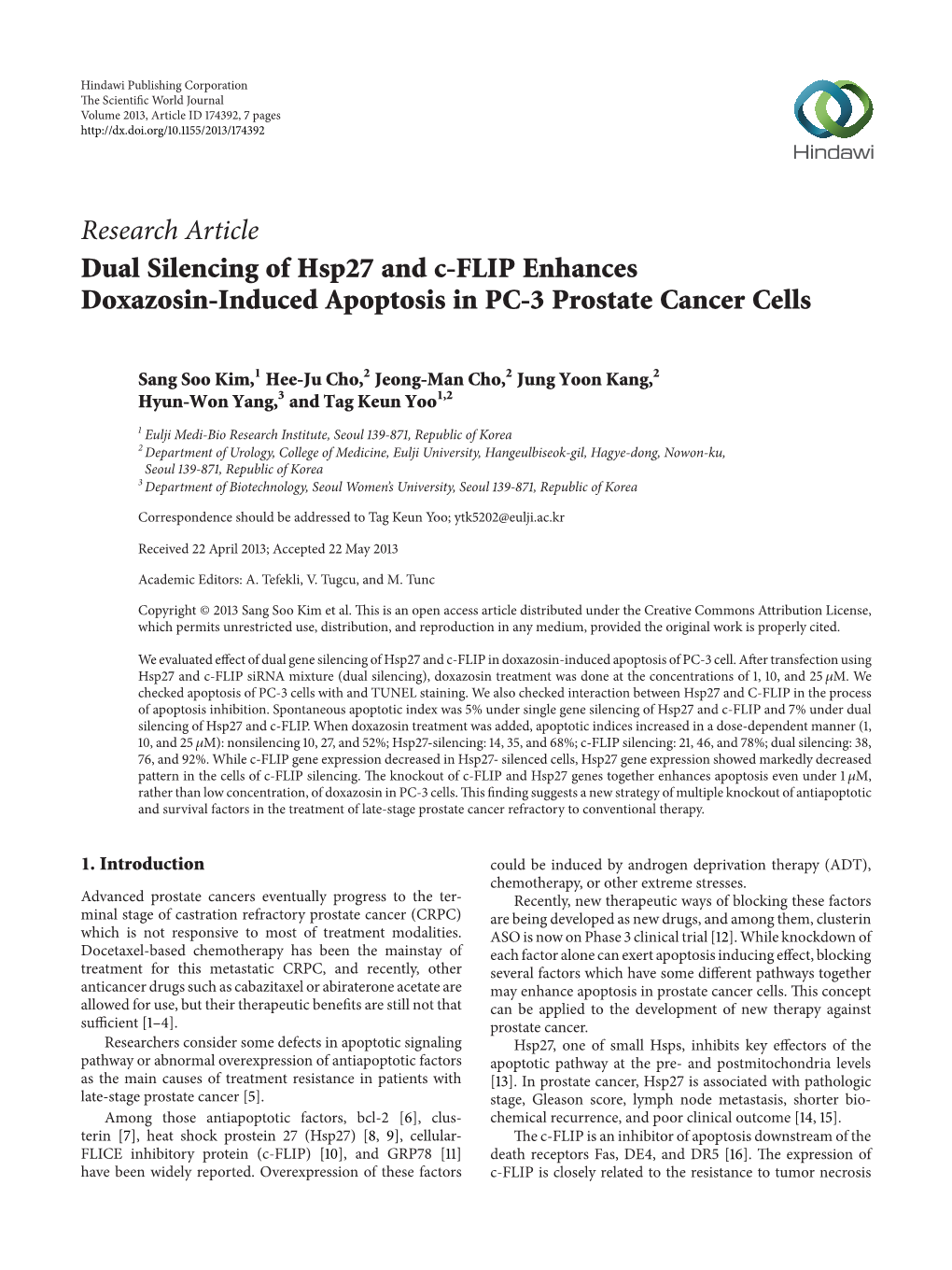 Dual Silencing of Hsp27 and C-FLIP Enhances Doxazosin-Induced Apoptosis in PC-3 Prostate Cancer Cells