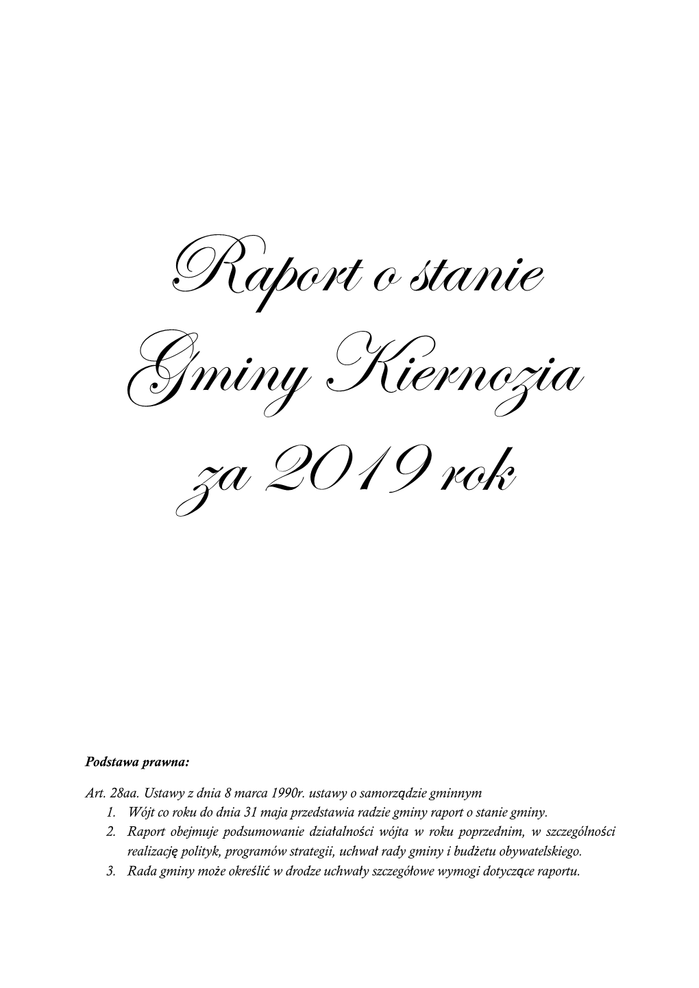 Raport O Stanie Gminy Kiernozia Za 2019 Rok