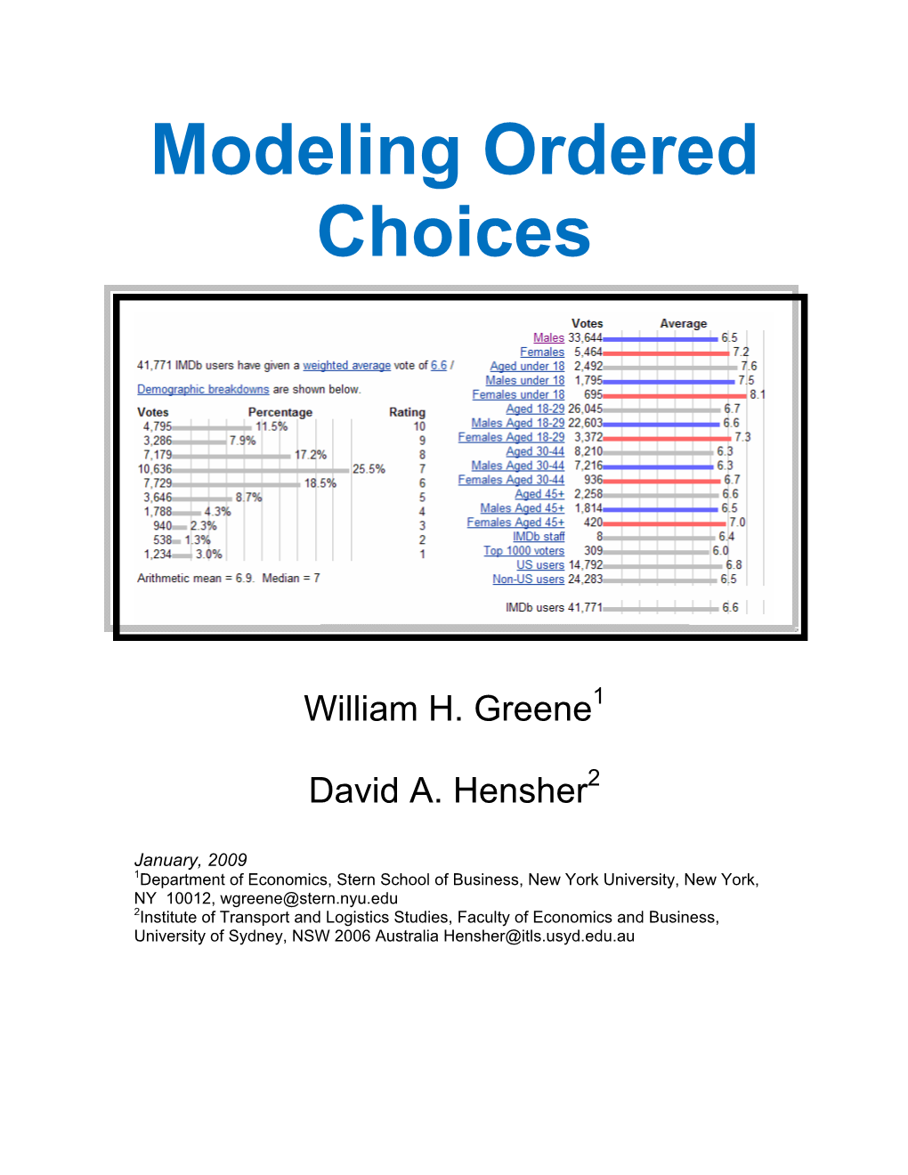 Ordered Choice Models