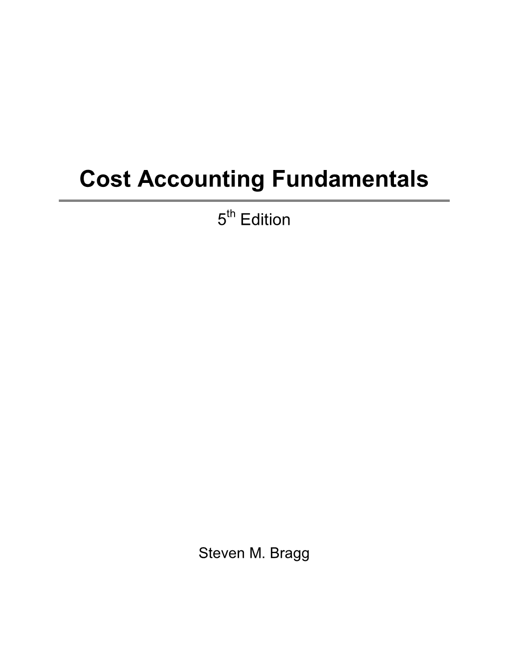 Cost Accounting Fundamentals