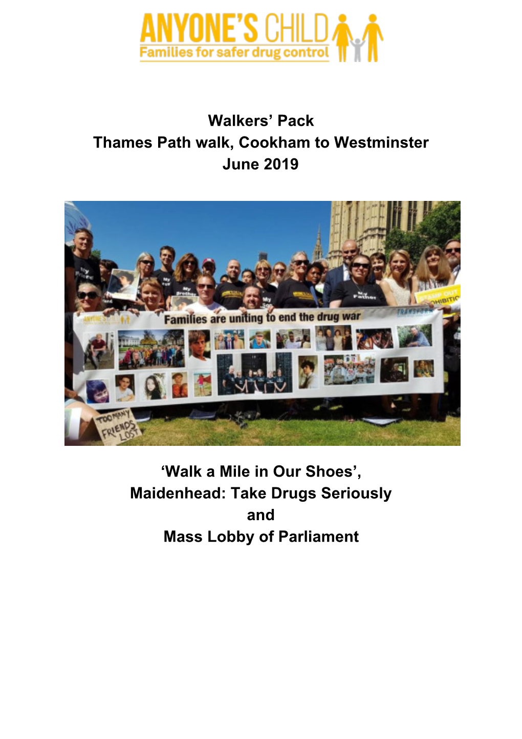 Walkers' Pack Thames Path Walk, Cookham to Westminster June 2019