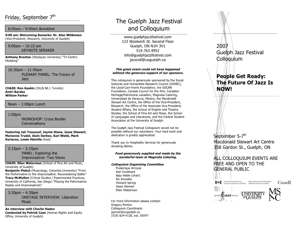 The Guelph Jazz Festival and Colloquium