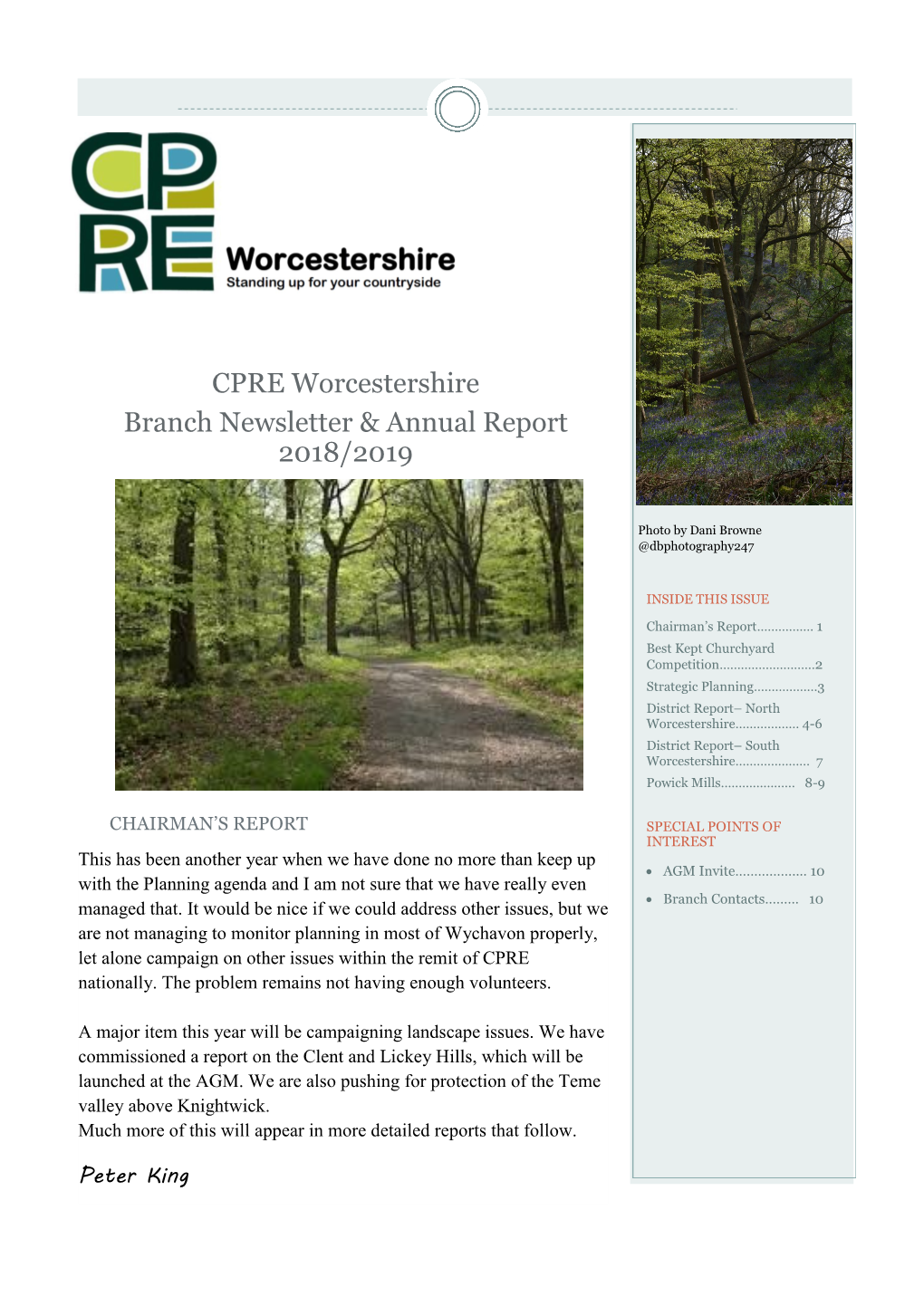 CPRE Worcestershire Branch Newsletter & Annual Report 2018