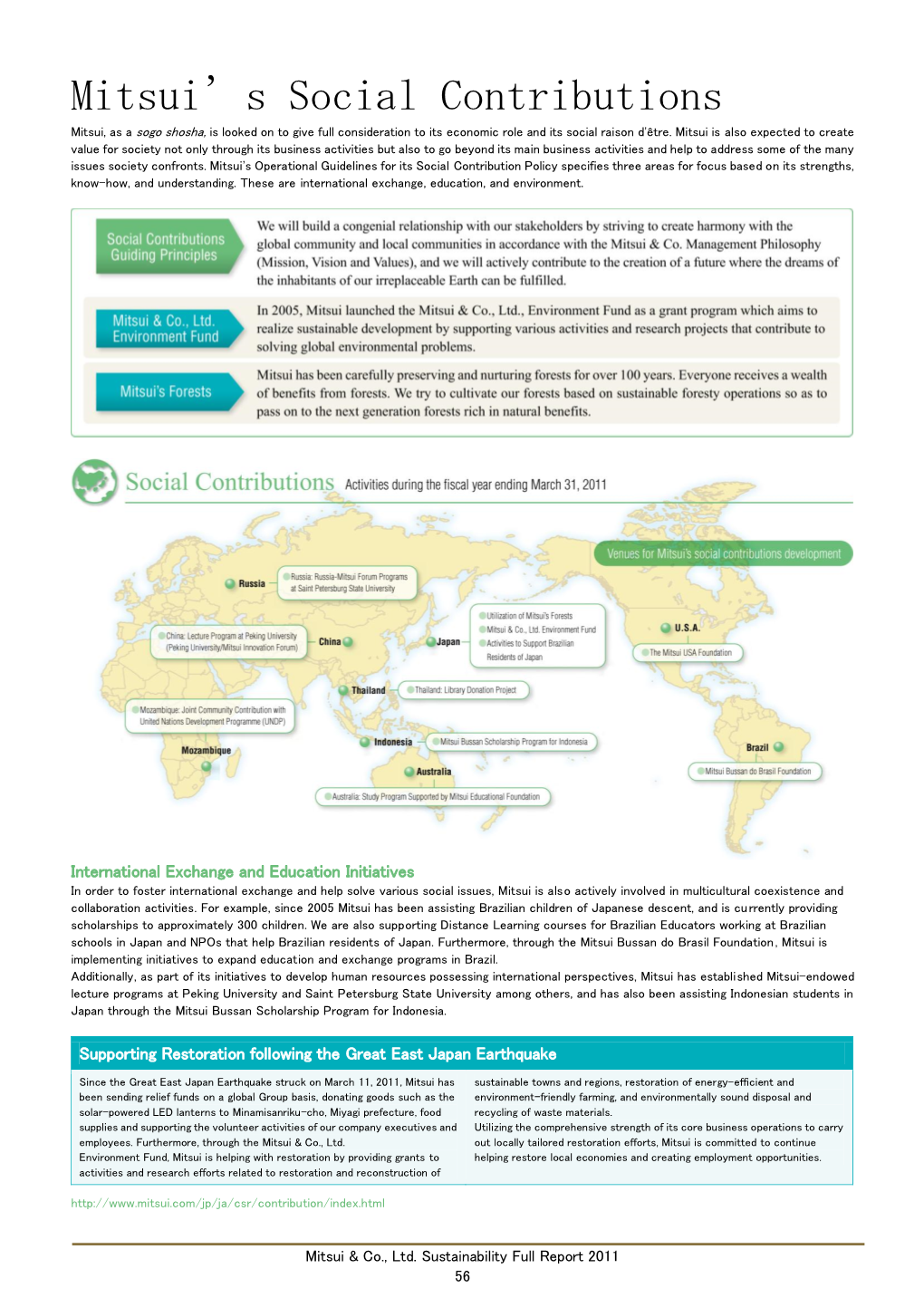 P.56 Mitsui's Social Contributions