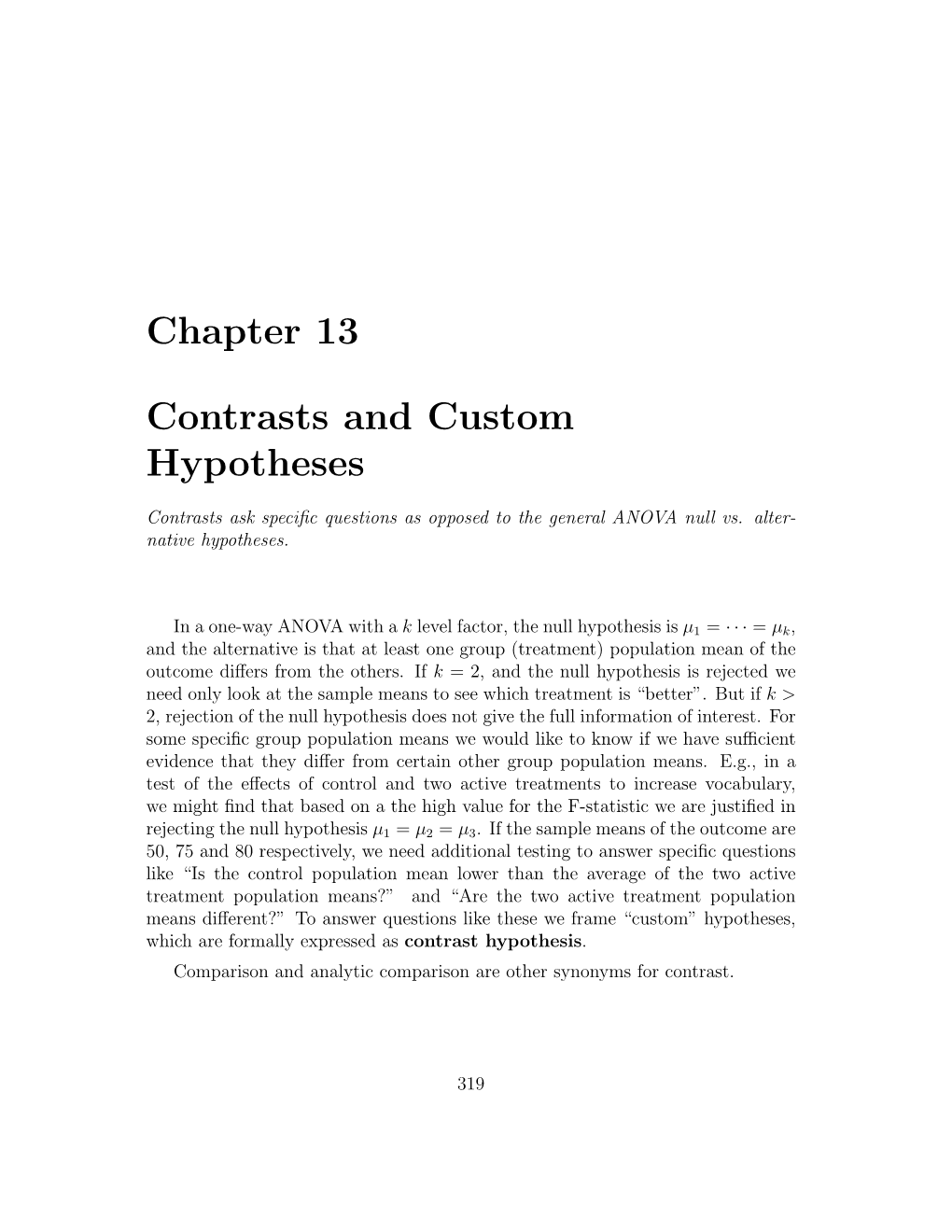 Chapter 13 Contrasts and Custom Hypotheses