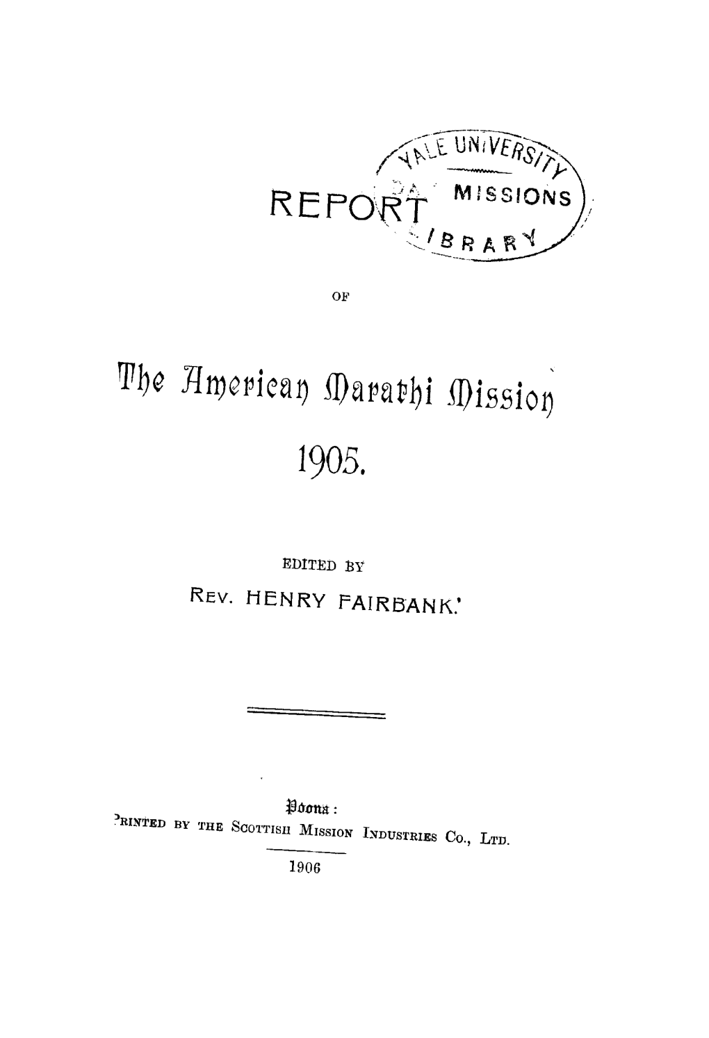 Rev. HENRY FAIRBANK.'