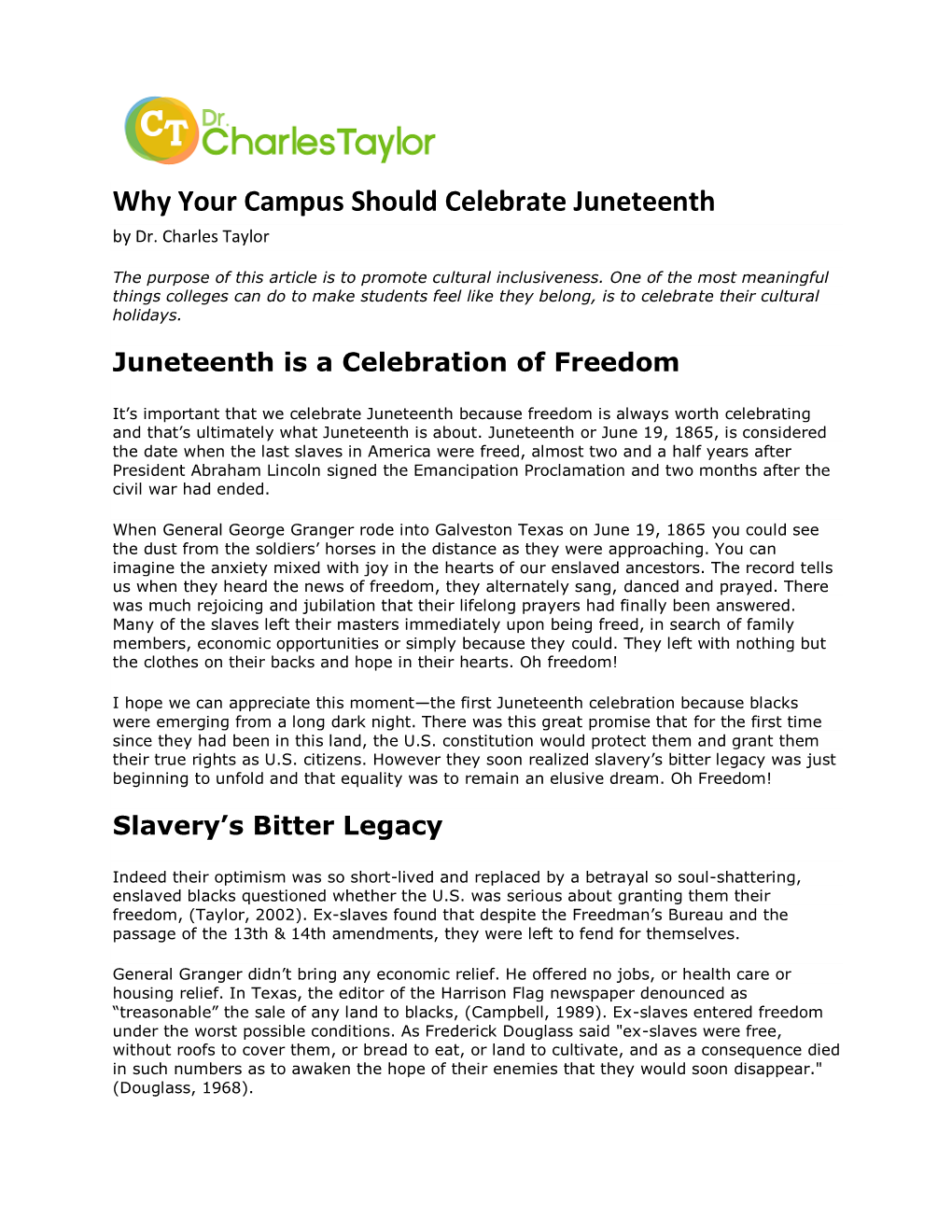Why Your Campus Should Celebrate Juneteenth by Dr