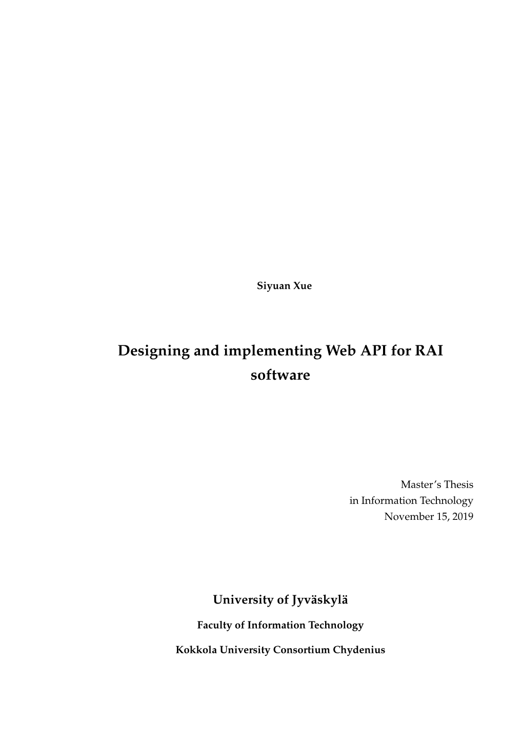 Designing and Implementing Web API for RAI Software