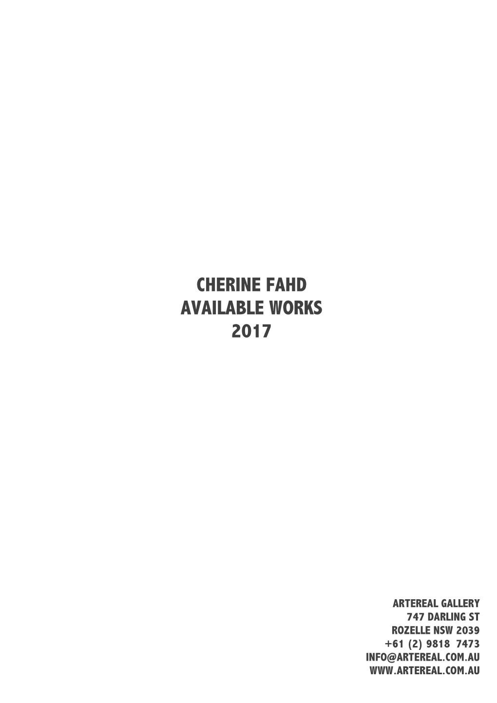 Cherine Fahd Available Works 2017