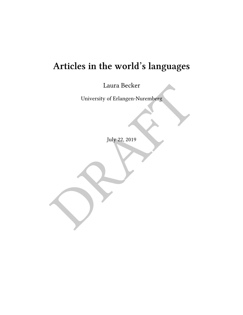 Articles in the World's Languages