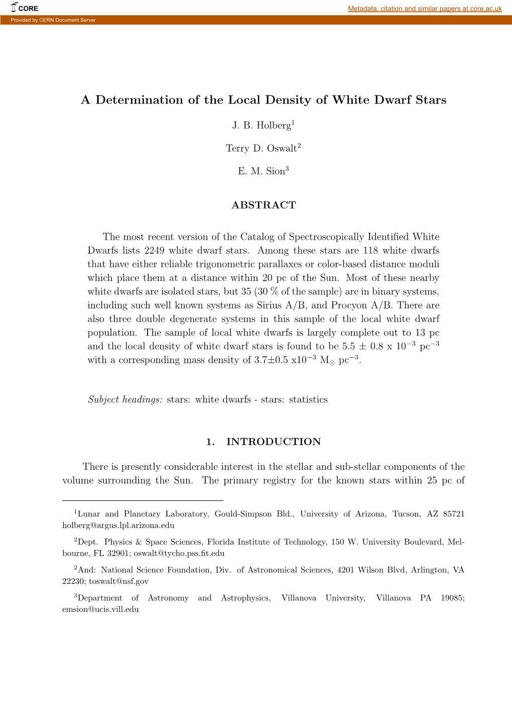 A Determination of the Local Density of White Dwarf Stars