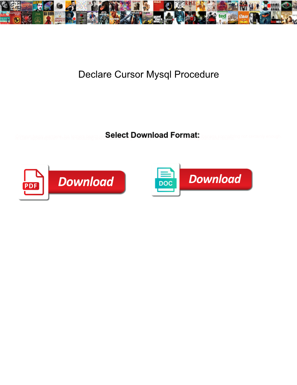 Declare Cursor Mysql Procedure
