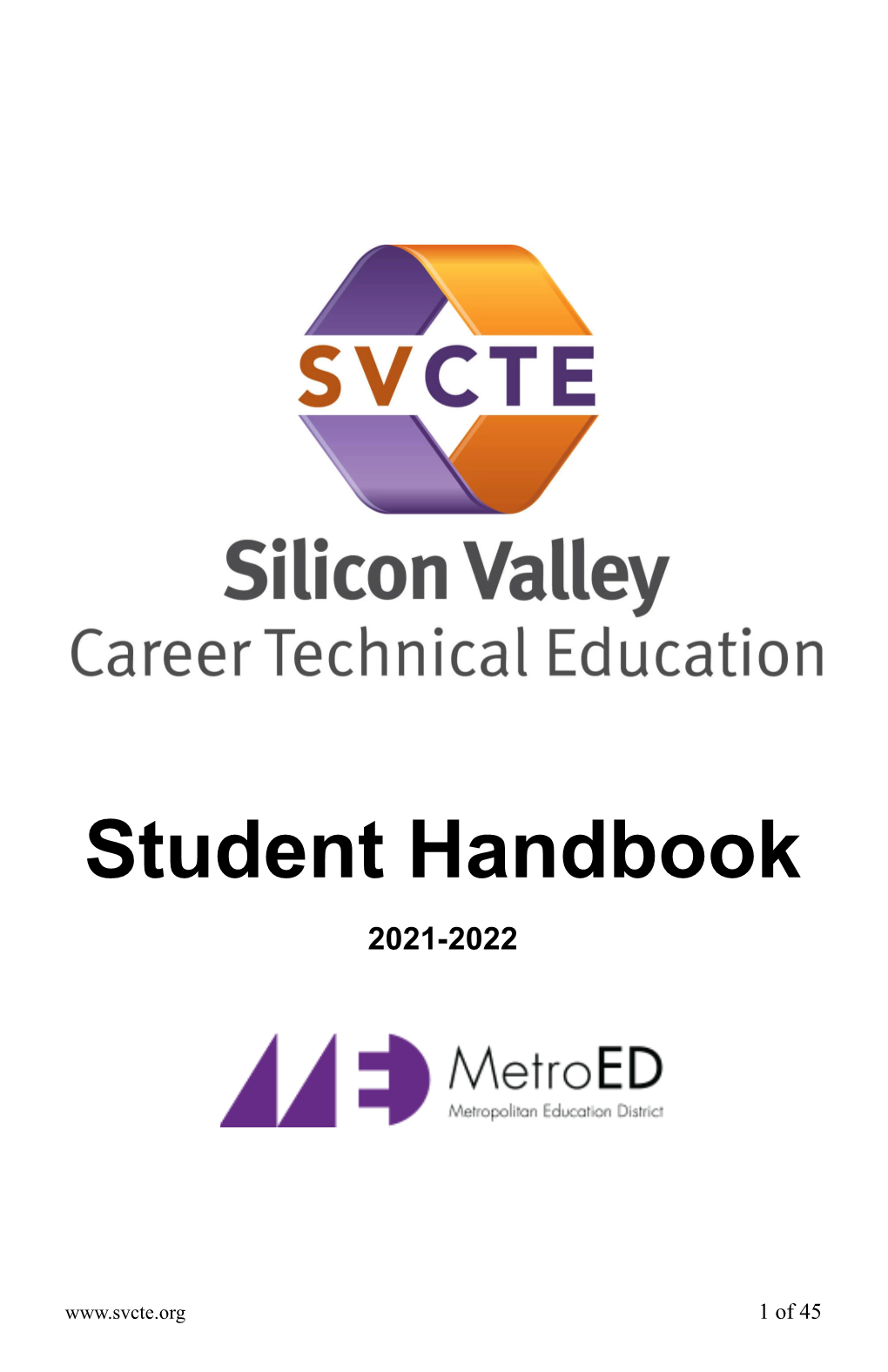 SVCTE Student Handbook 2021-2022 Table of Contents