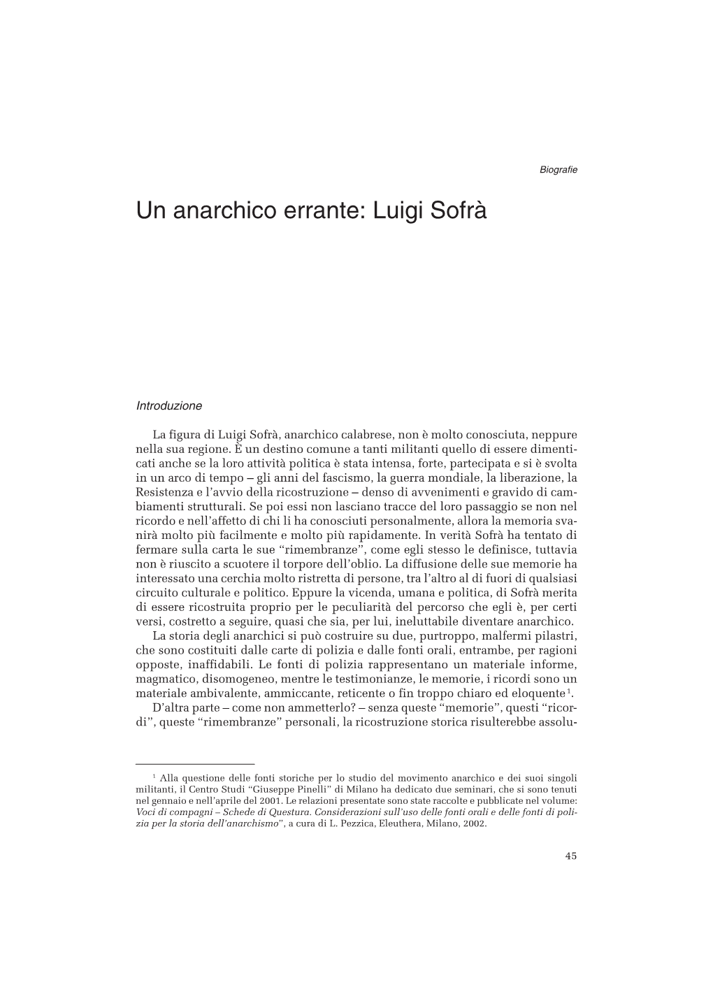 Un Anarchico Errante: Luigi Sofrà