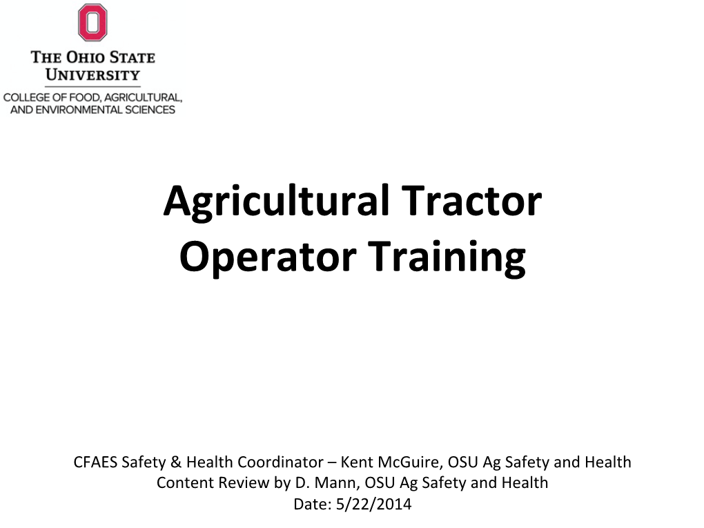 Agricultural Tractor Operator Training