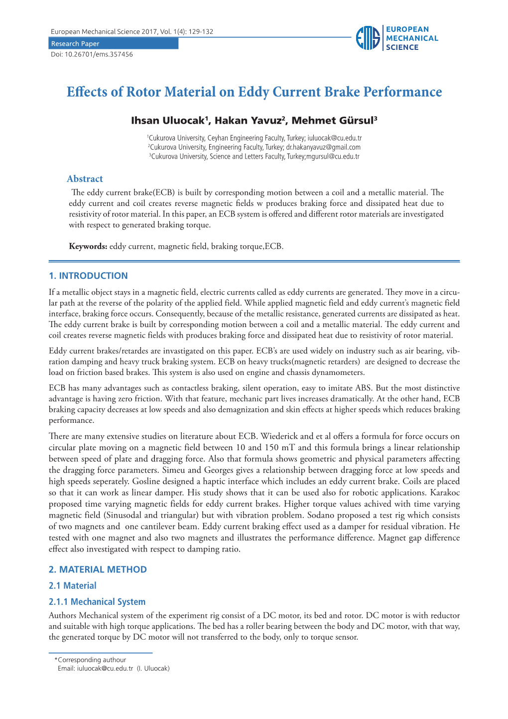 Effects of Rotor Material on Eddy Current Brake Performance